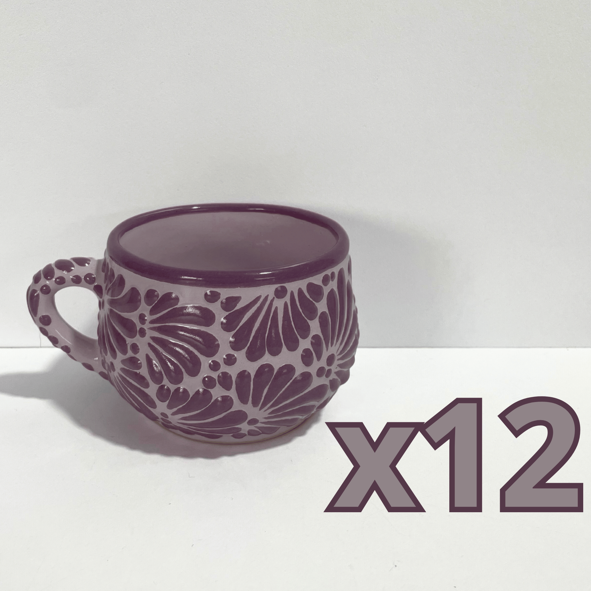 TAZA CHOCOLATERA MEDIANA FONDO LILA MIK MORADO.