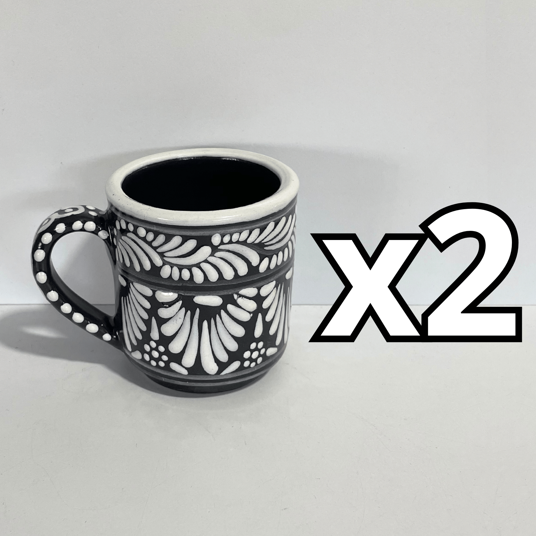 TAZA RECTA ESTANDAR FONDO NEGRO CENEFA BLANCO