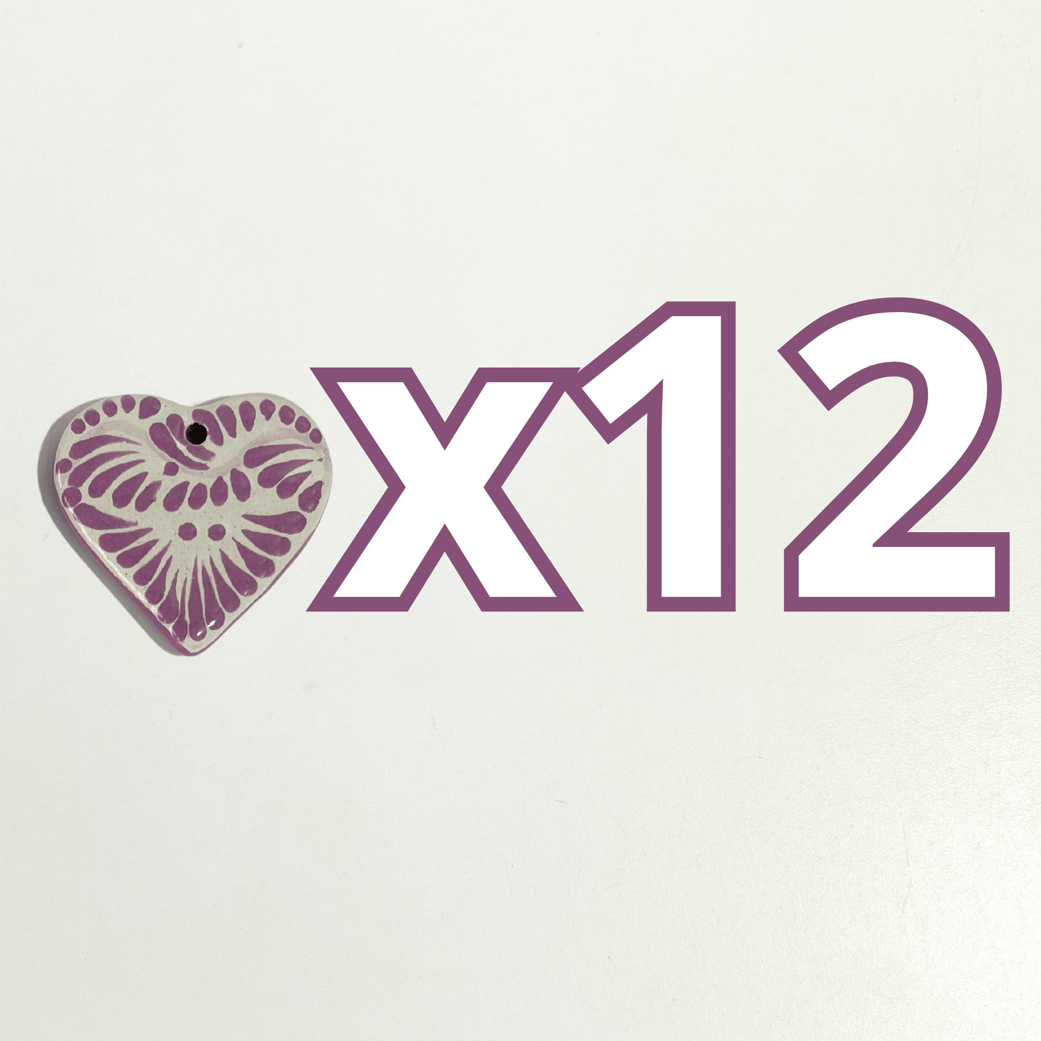 CORAZON PLANO CERRADO 4.5 CM FONDO TRADICIONAL DECORADO MORADO