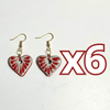 ARETES CORAZON PLANO CERRADO FONDO TRADICIONAL DECORADO ROJO