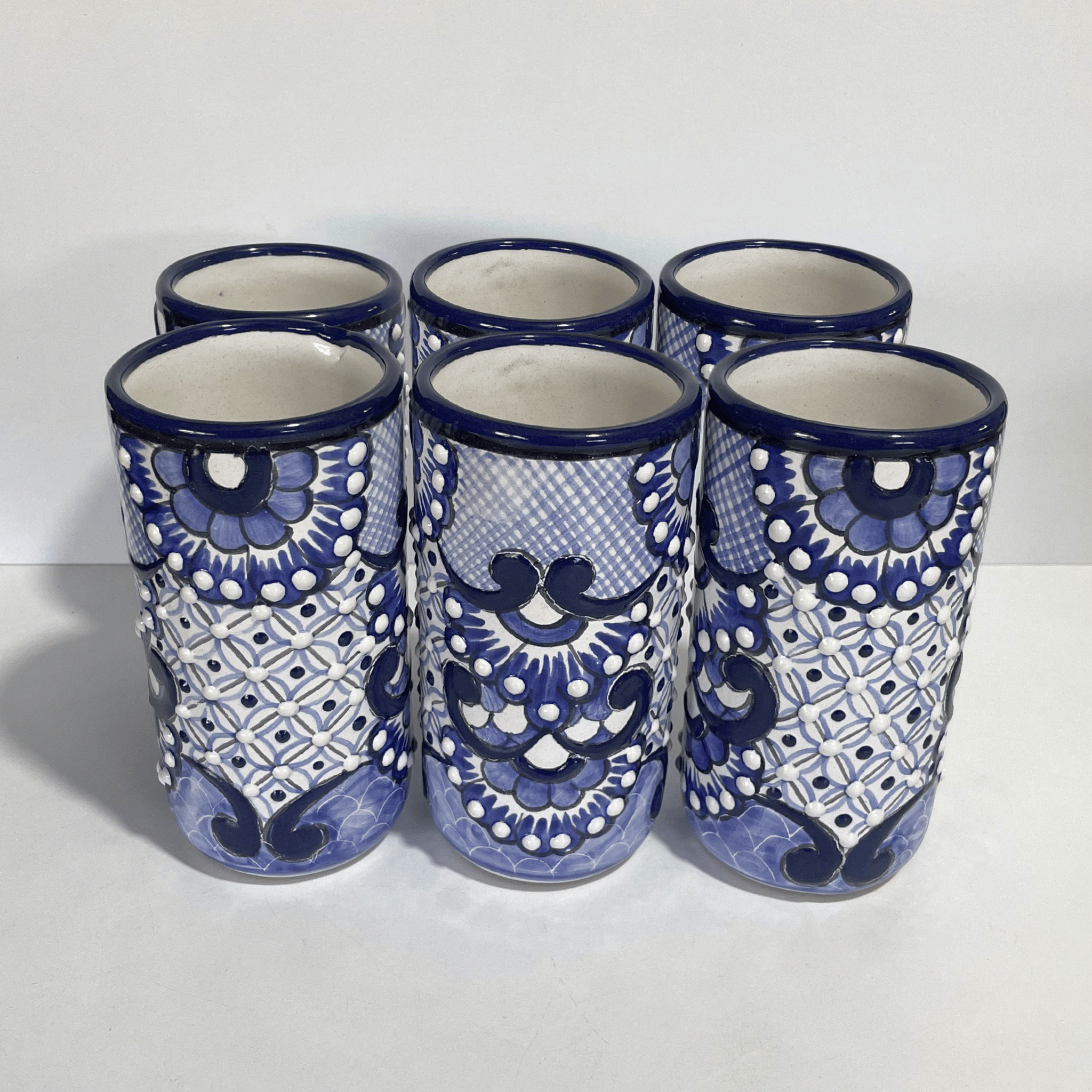 VASOS PARA JARRA DECORADO FLORES AZUL COBALTO