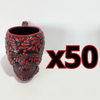 TAZA FORMA DE CRANEO FONDO NEGRO MIK ROJO