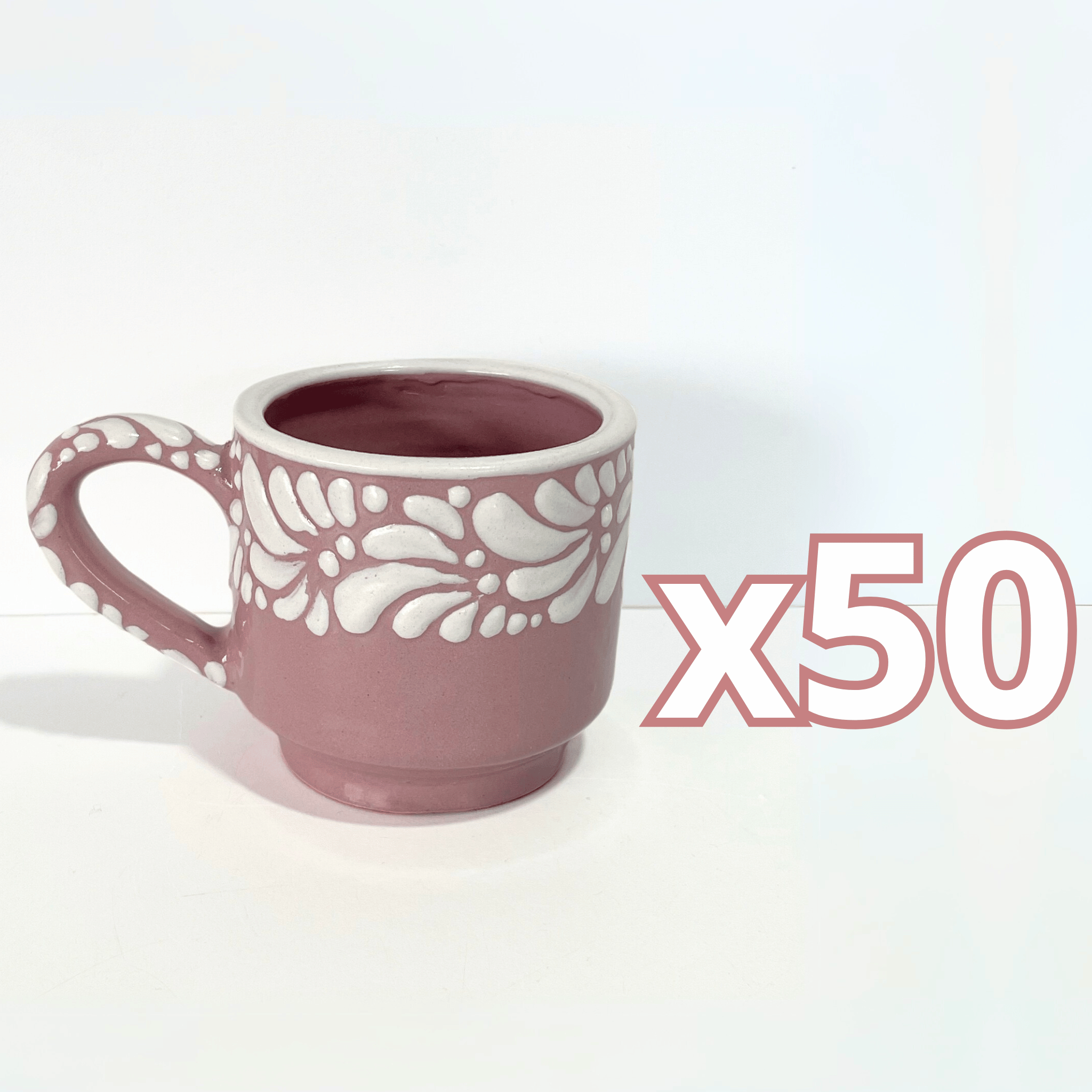 TAZA RECTA 8 CM FONDO ROSA MIK CENEFA BLANCO