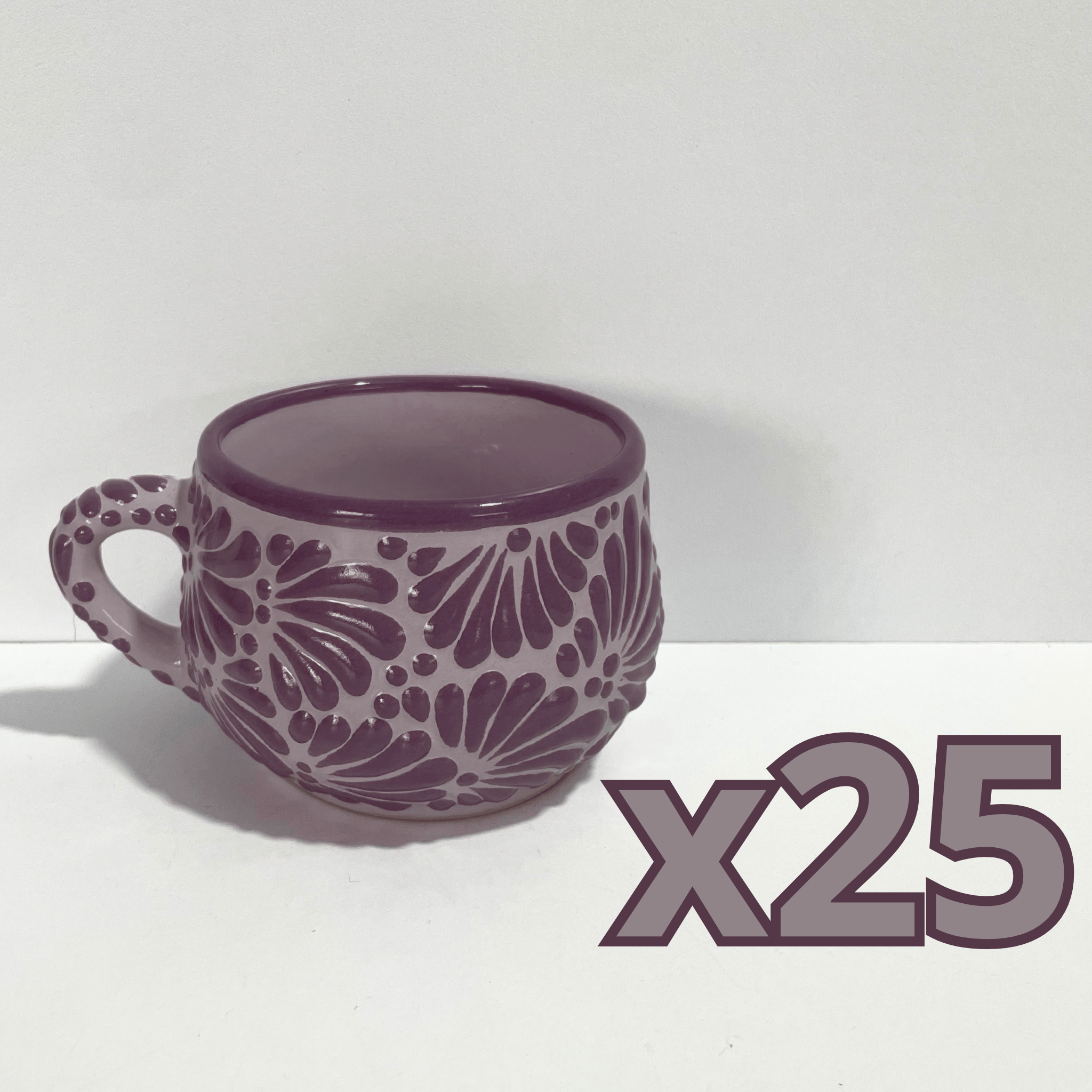 TAZA CHOCOLATERA MEDIANA FONDO LILA MIK MORADO.