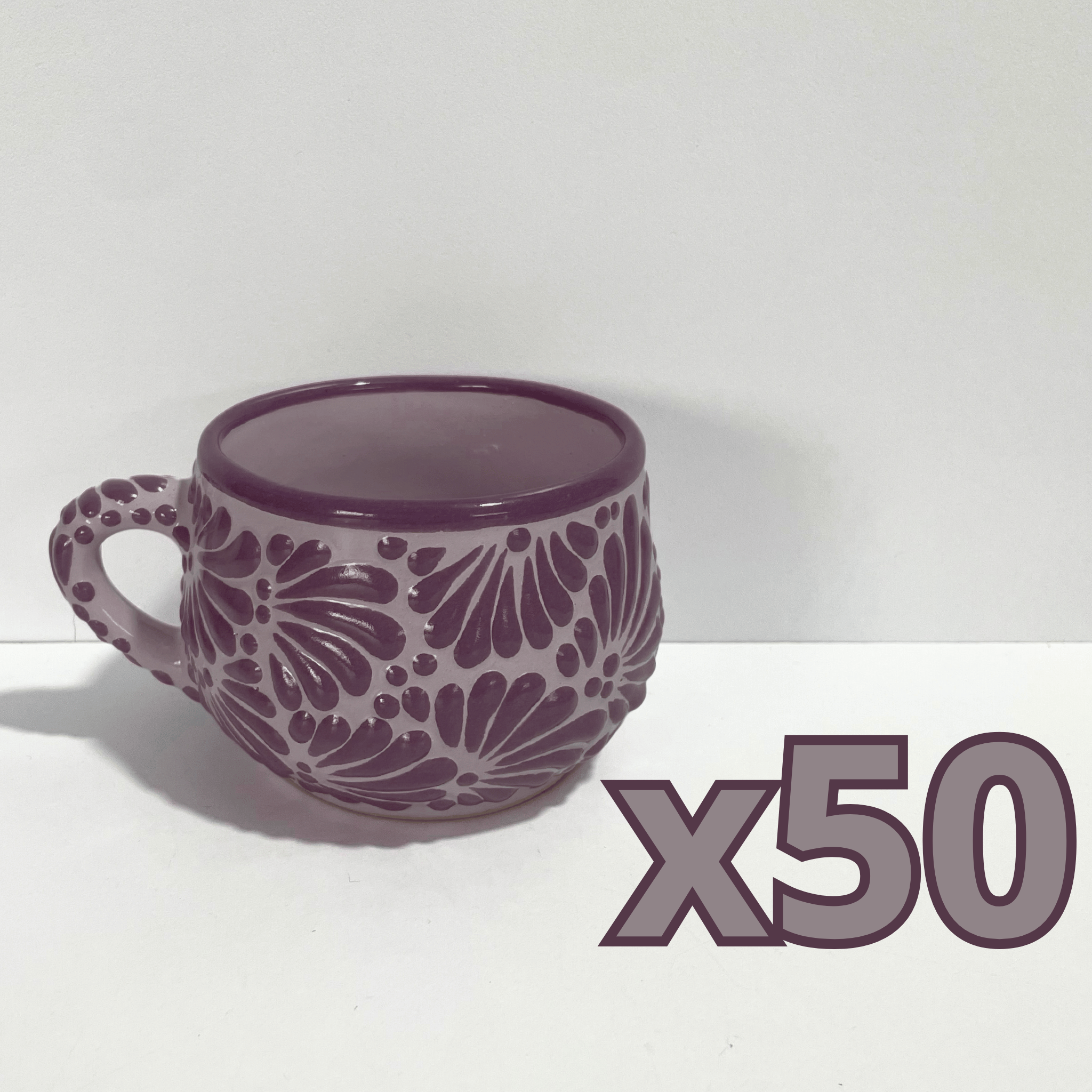 TAZA CHOCOLATERA MEDIANA FONDO LILA MIK MORADO.