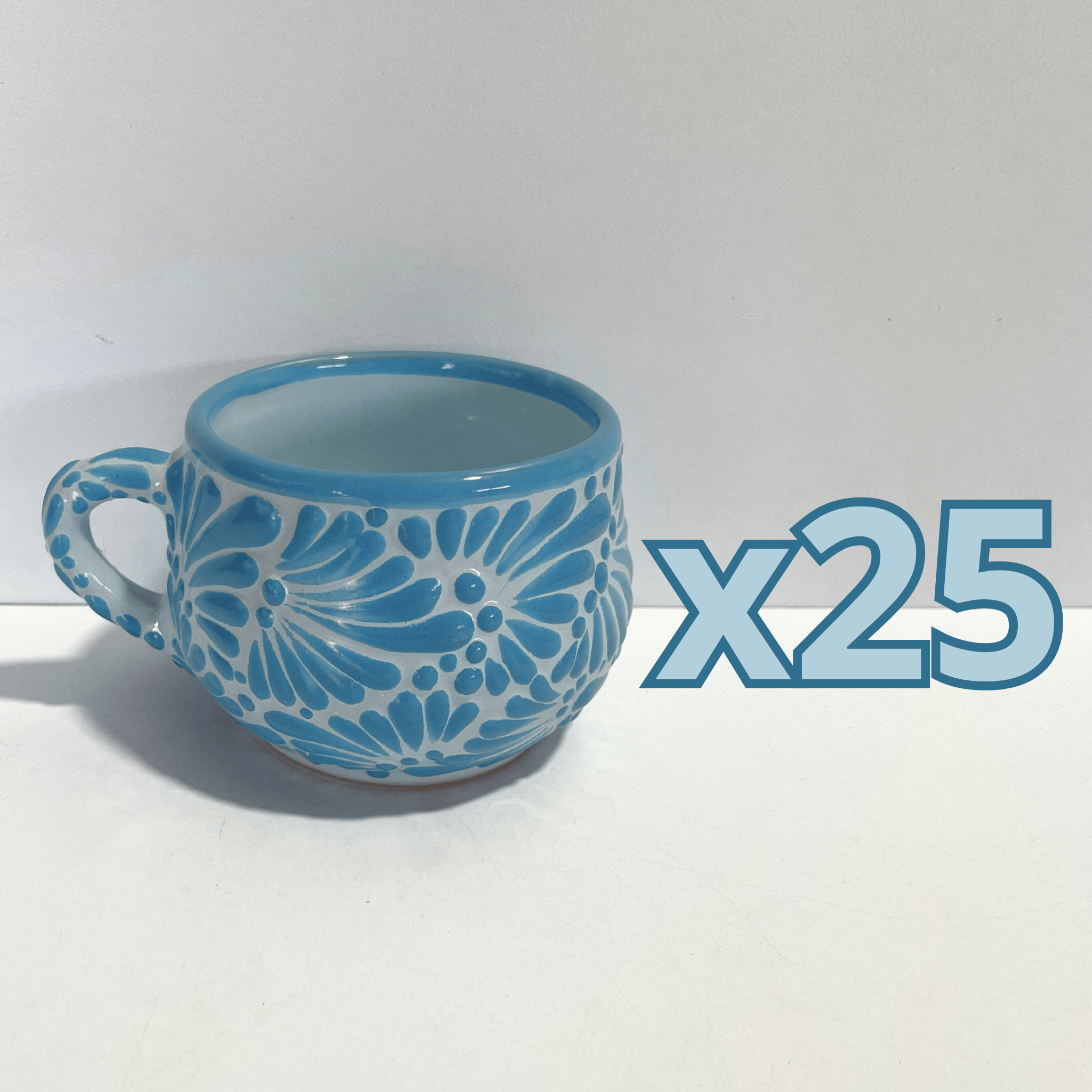 TAZA CHOCOLATERA MEDIANA FONDO BABY BLUE MIK AZUL TURQUESA