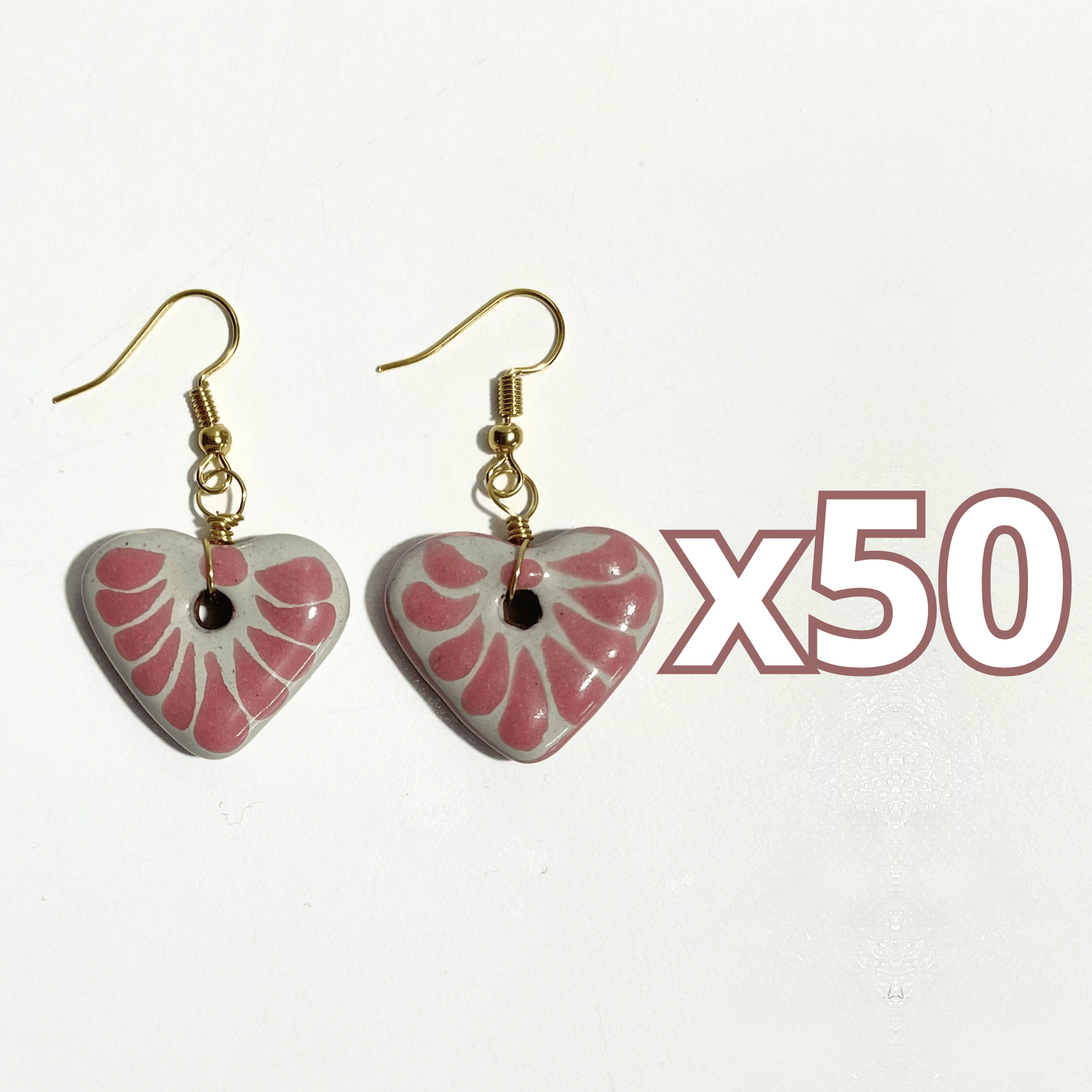 ARETES CORAZON PLANO CERRADO FONDO TRADICIONAL DECORADO ROSA