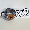 TAZA FORMA CORAZON CHOCOLATERA GRANDE FONDO TRADICIONAL CENEFA AZUL COBALTO OSITO COMPLETO