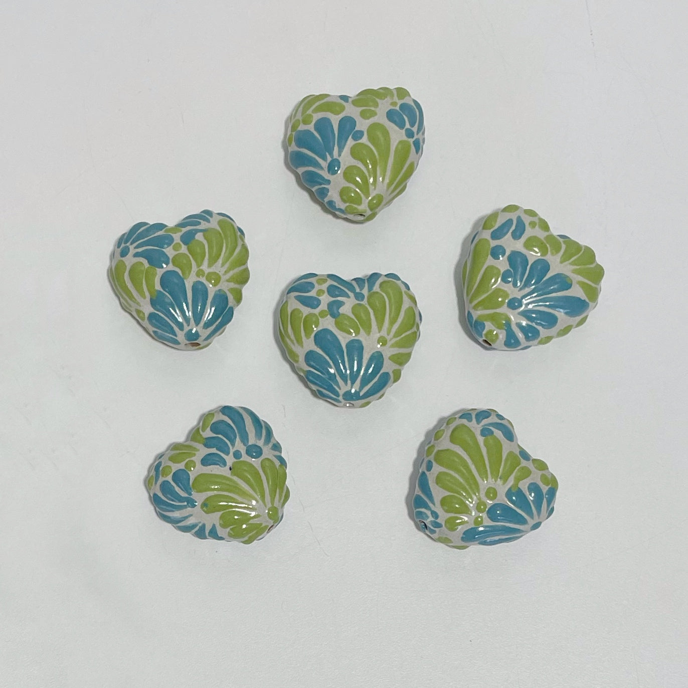 CORAZON TRIDIMENSIONAL INFLADO 3.5 CM MIK COMBINACION VERDE LIMON Y TURQUESA