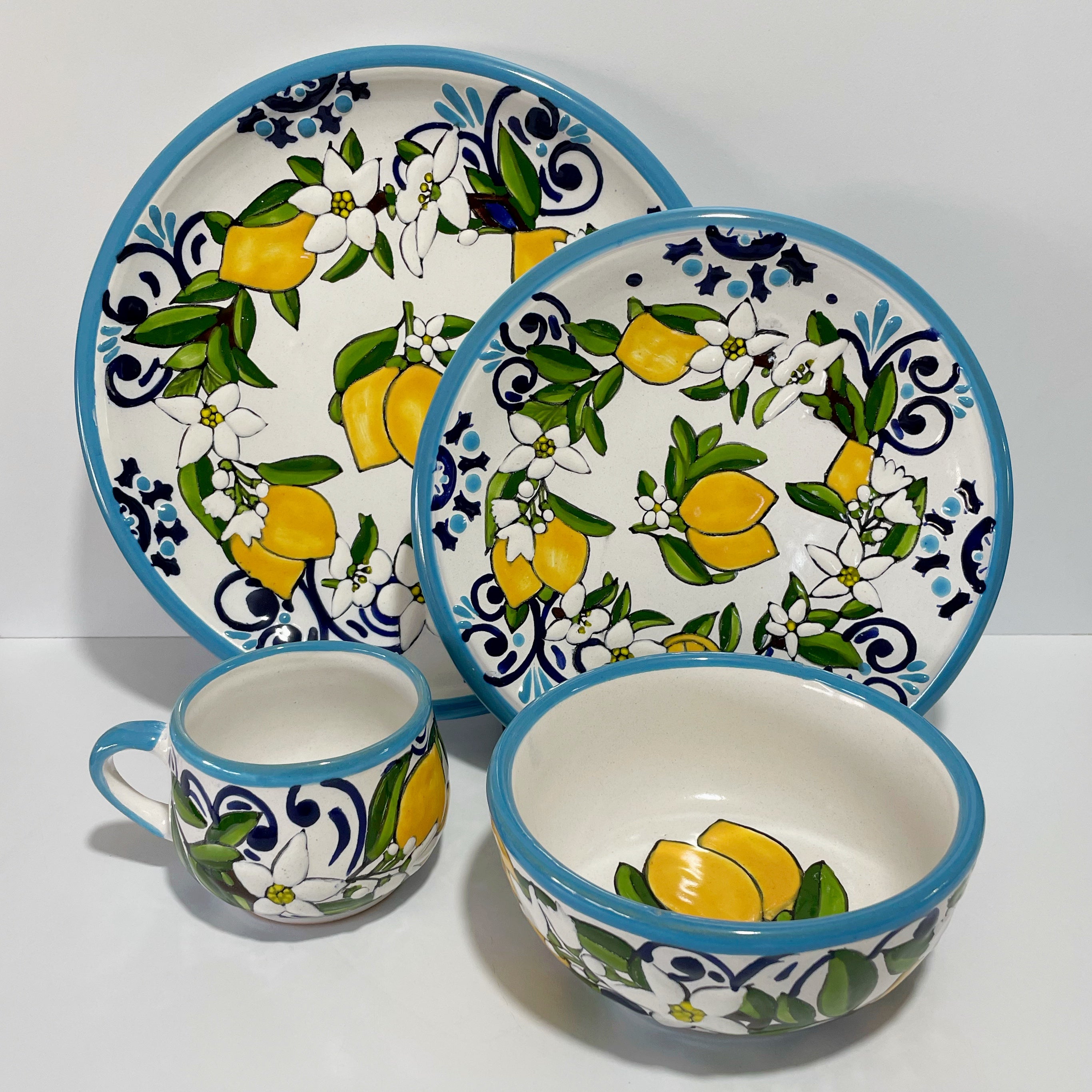 VAJILLA FONDO TRADICIONAL DECORADO LIMONES TALAVERA