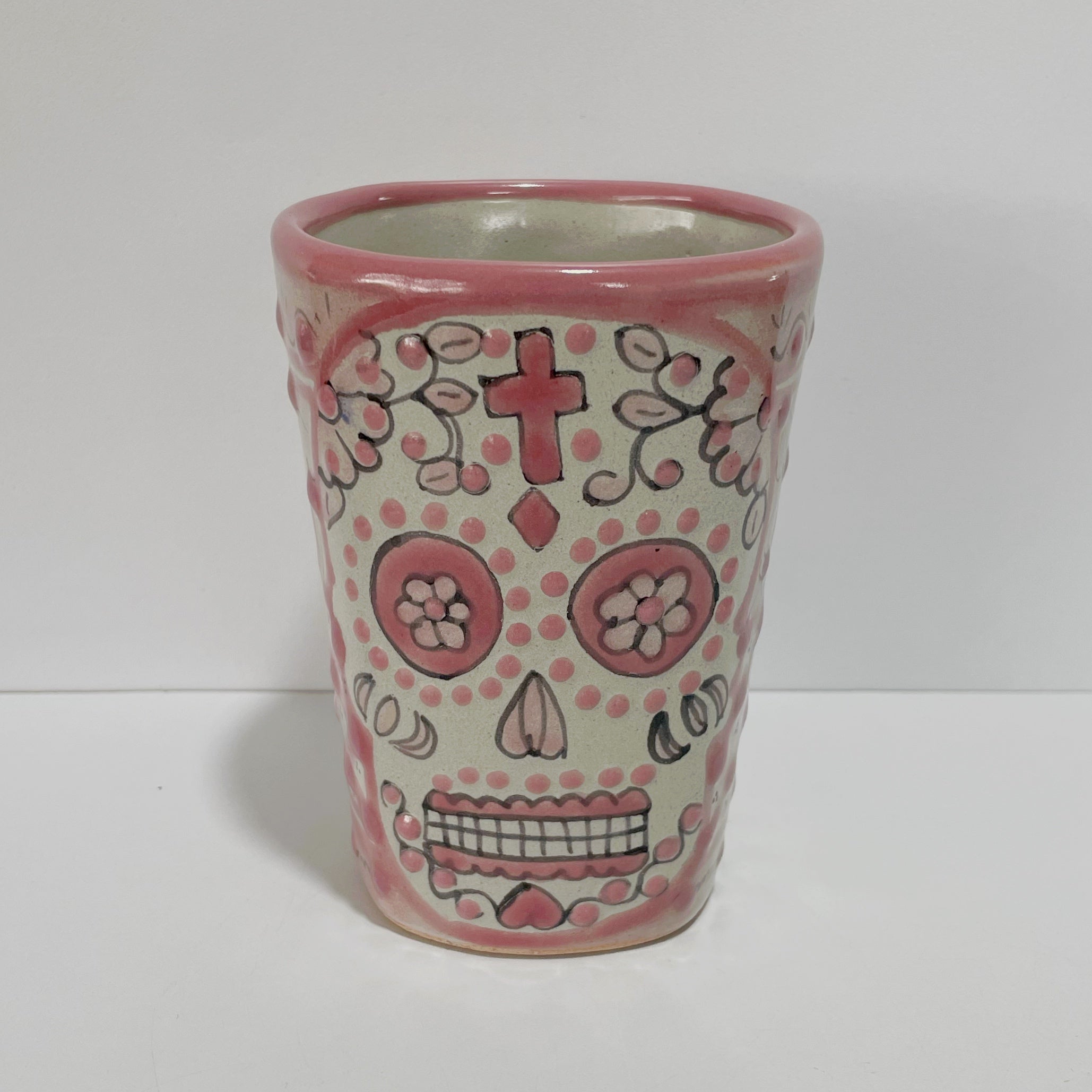 TAZA SEMI CUADRADA CALAVERA ROSA