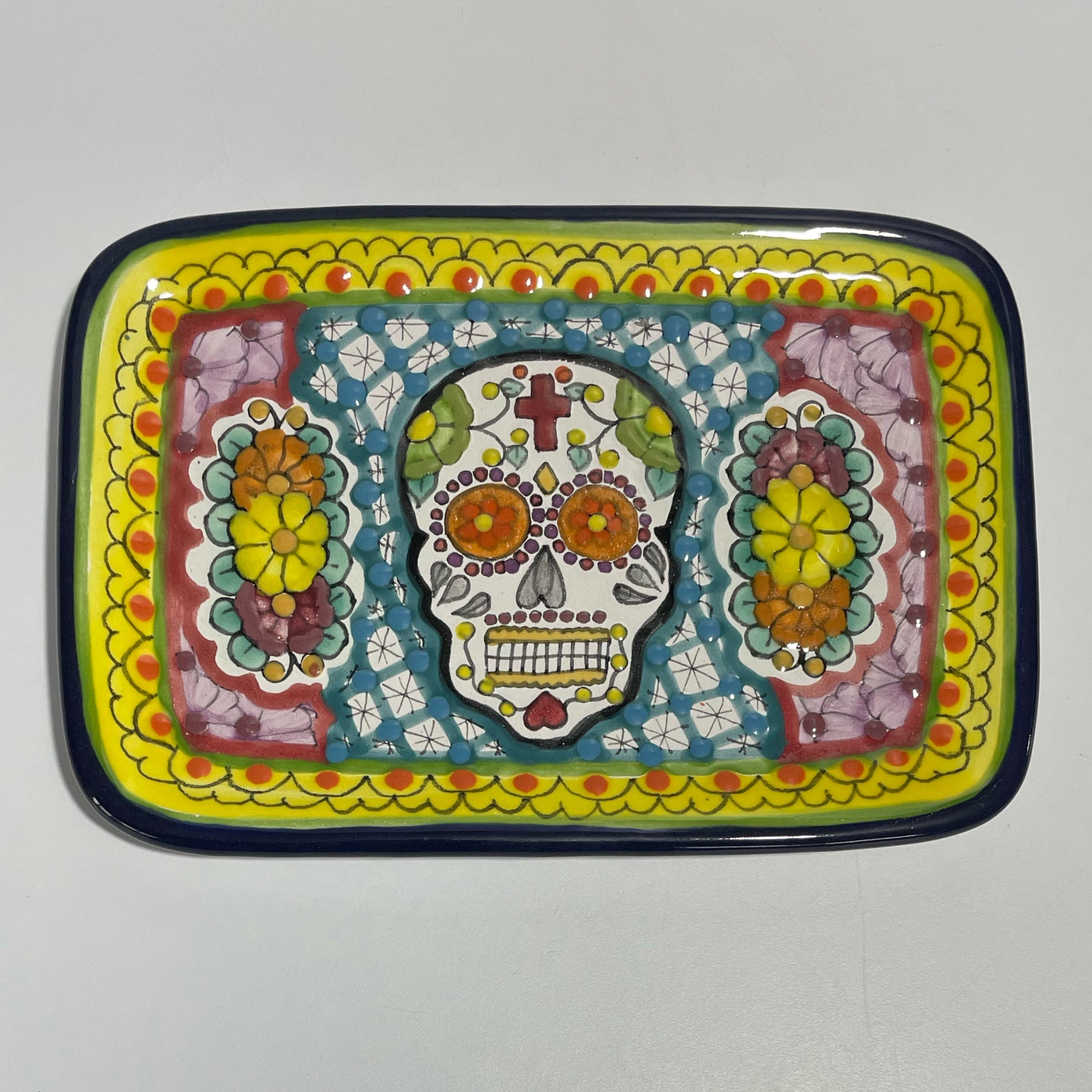 CHAROLA RECTANGULAR PLANA CALAVERA MULTICOLOR