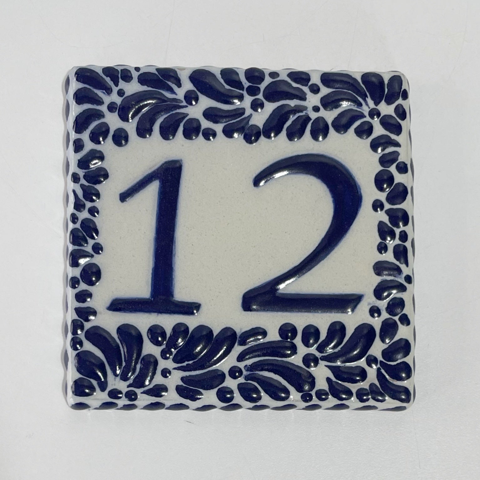 MOSAICO 10 CM NUMERO 12 PARA EXTERIOR FONDO TRADICIONAL MIK CENEFA AZUL COBALTO