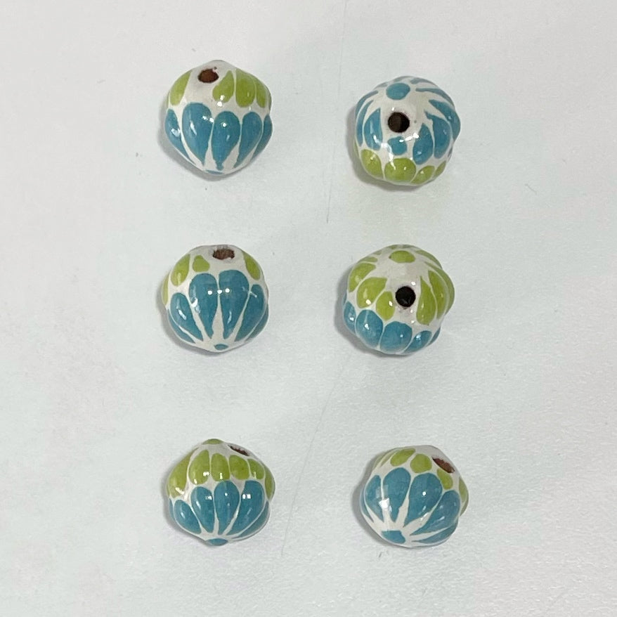 ESFERA 9 MM FONDO TRADICIONAL DECORADO COMBINACIÓN VERDE LIMON Y TURQUESA