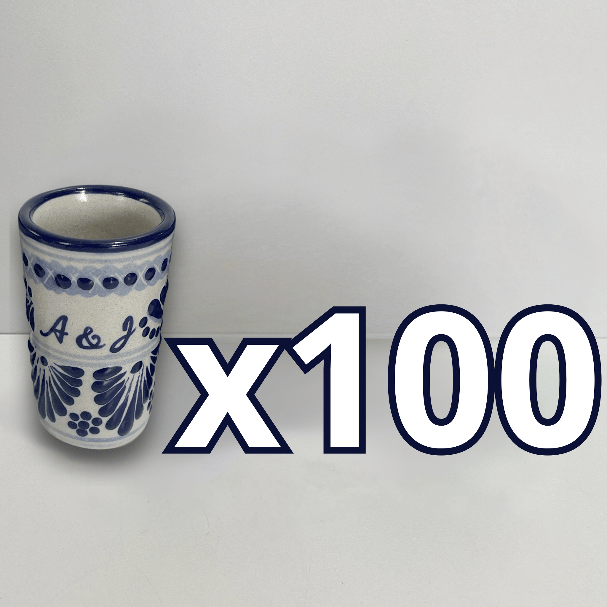 TEQUILERO PERSONALIZADO FONDO BLANCO CENEFA AZUL COBALTO INICIALES