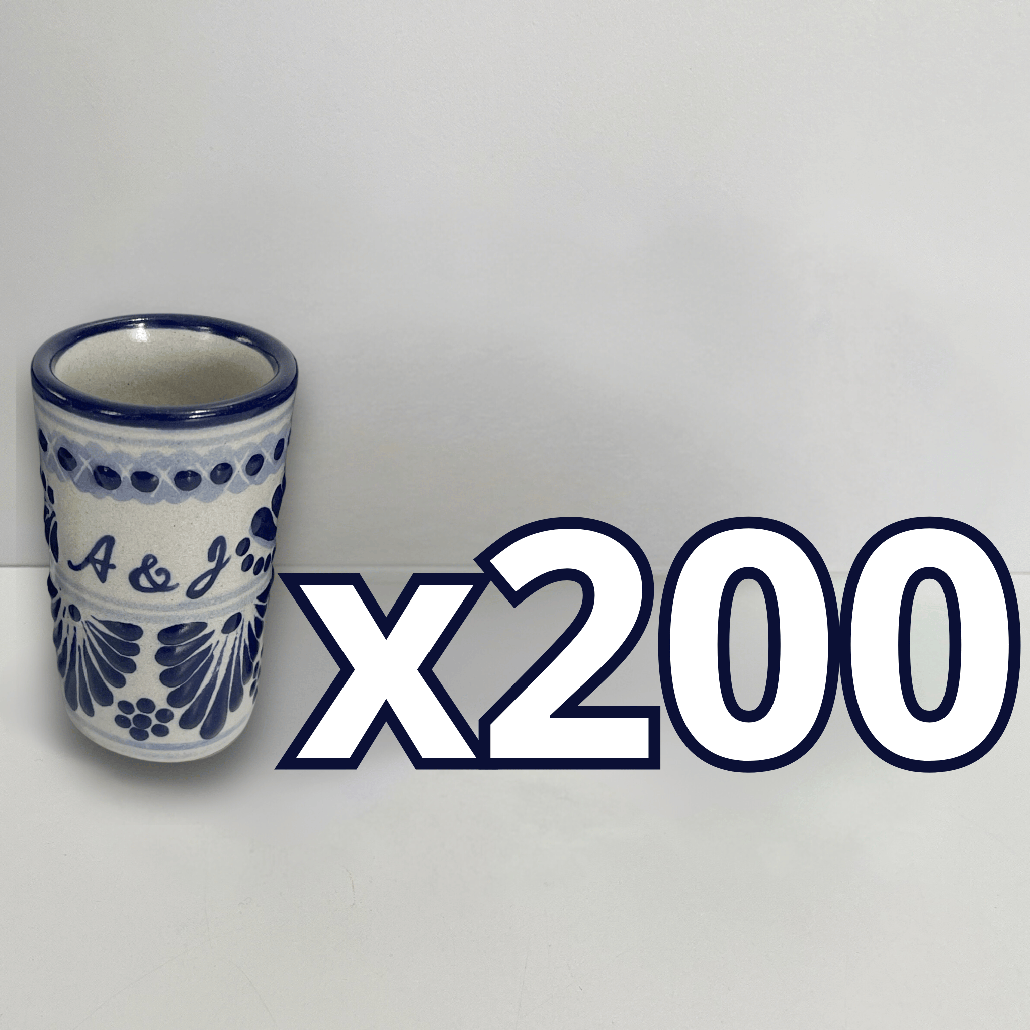 TEQUILERO PERSONALIZADO FONDO BLANCO CENEFA AZUL COBALTO INICIALES